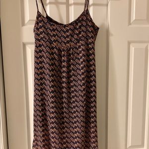Zara Navy and Rust Patterned Maxi Dress